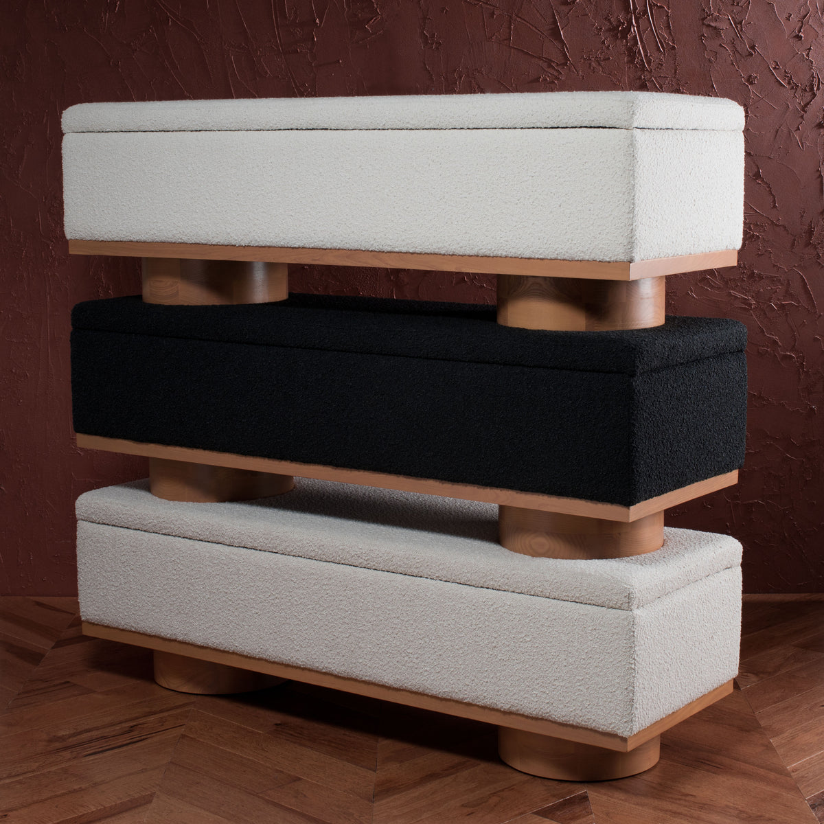 Vianna Boucle Bench in Black and Natural