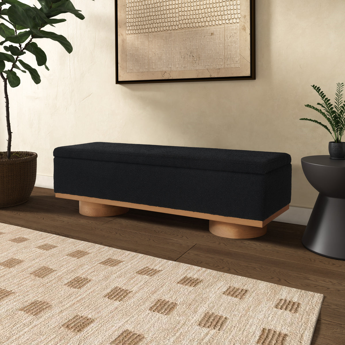 Vianna Boucle Bench in Black and Natural