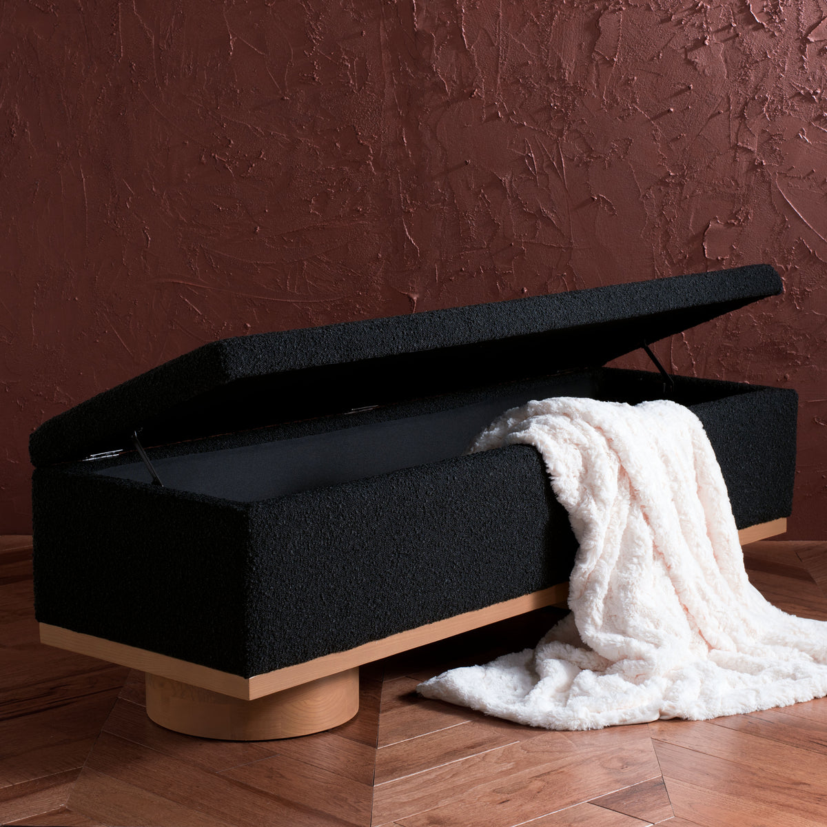 Vianna Boucle Bench in Black and Natural