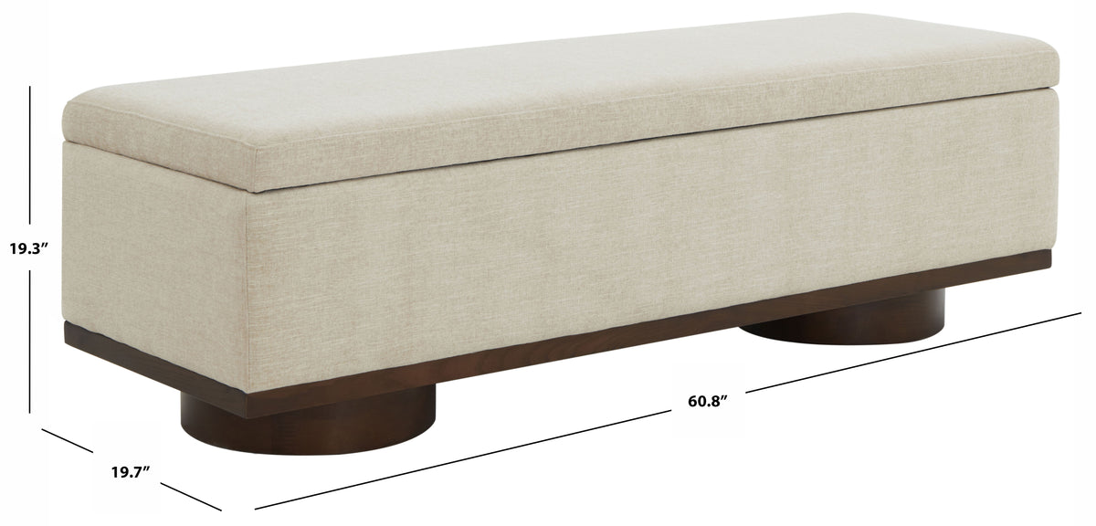 Vianna Linen Storage Bench in Beige and Walnut
