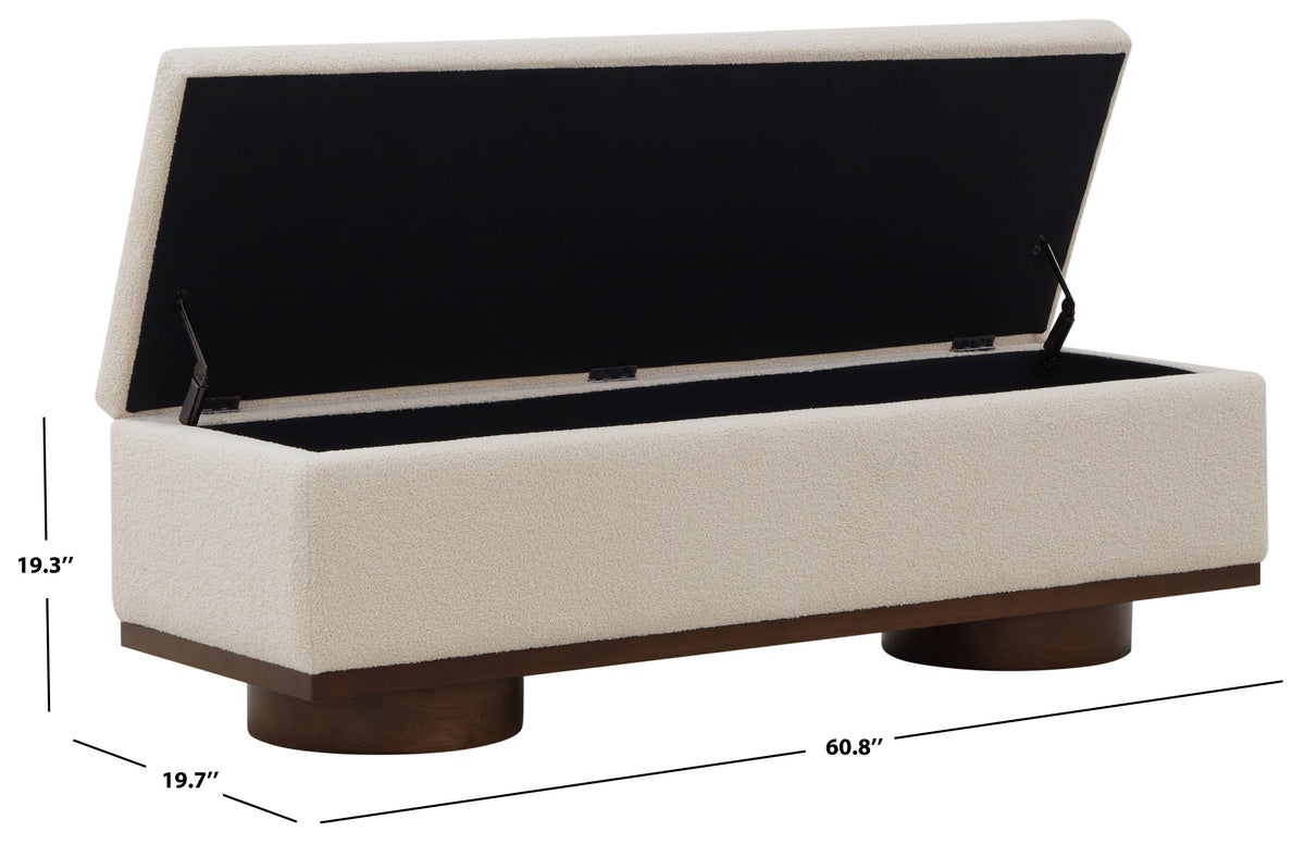 Vianna Teddy Storage Bench Sand in Walnut