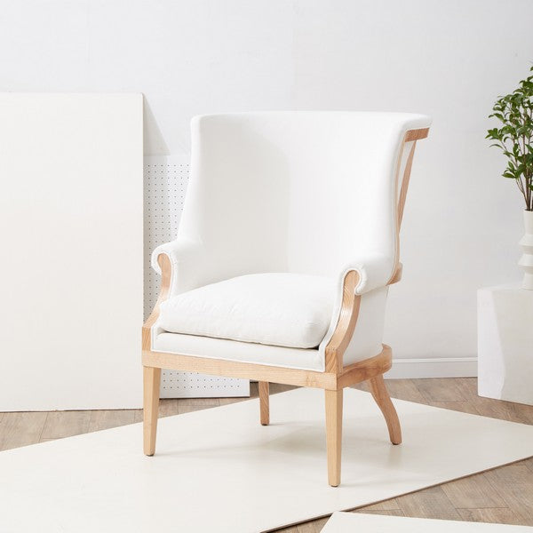 Leahbeth Wingback Accent Chair in Natural with White Upholstered Seat