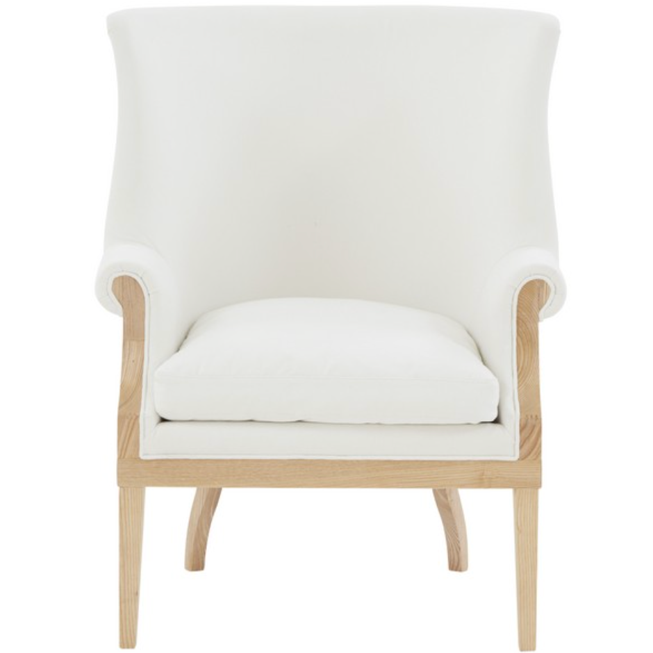 Leahbeth Wingback Accent Chair in Natural with White Upholstered Seat