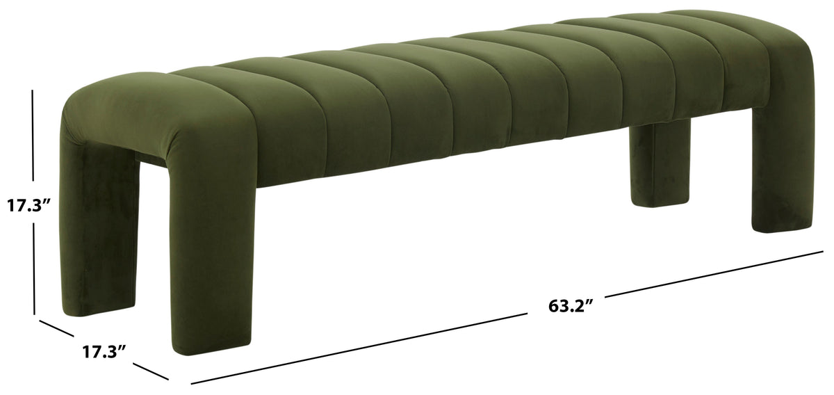 Bellisima Channel Tufted Bench in Forest Green