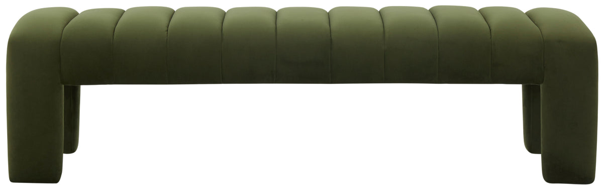 Bellisima Channel Tufted Bench in Forest Green