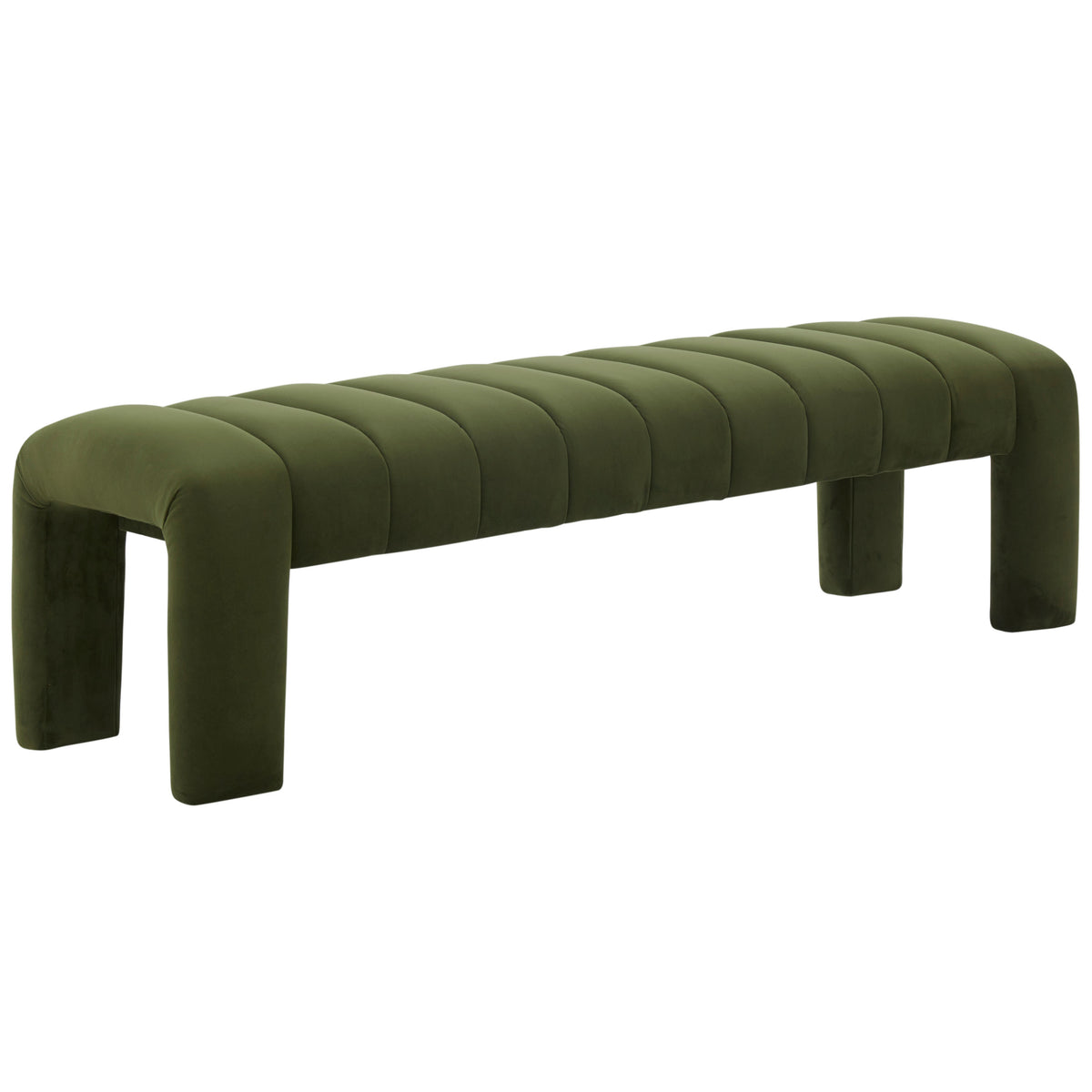 Bellisima Channel Tufted Bench in Forest Green