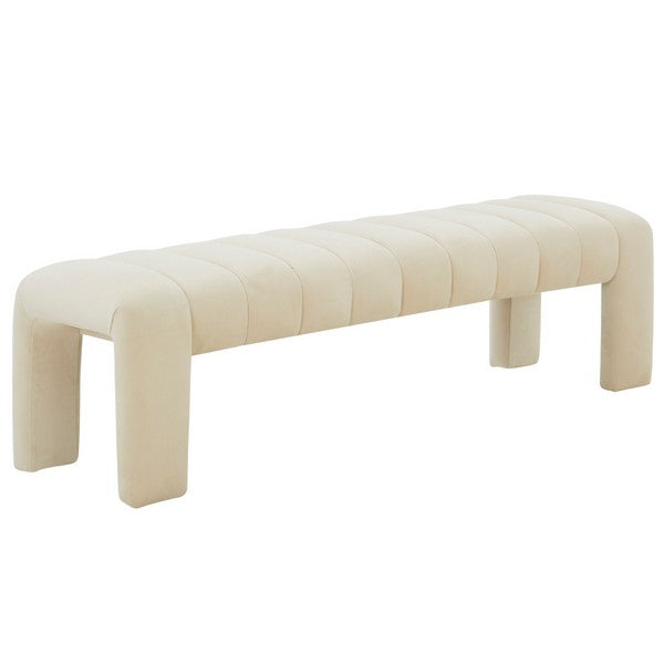 Bellisima Cream Channel Tufted Bench - The Mayfair Hall