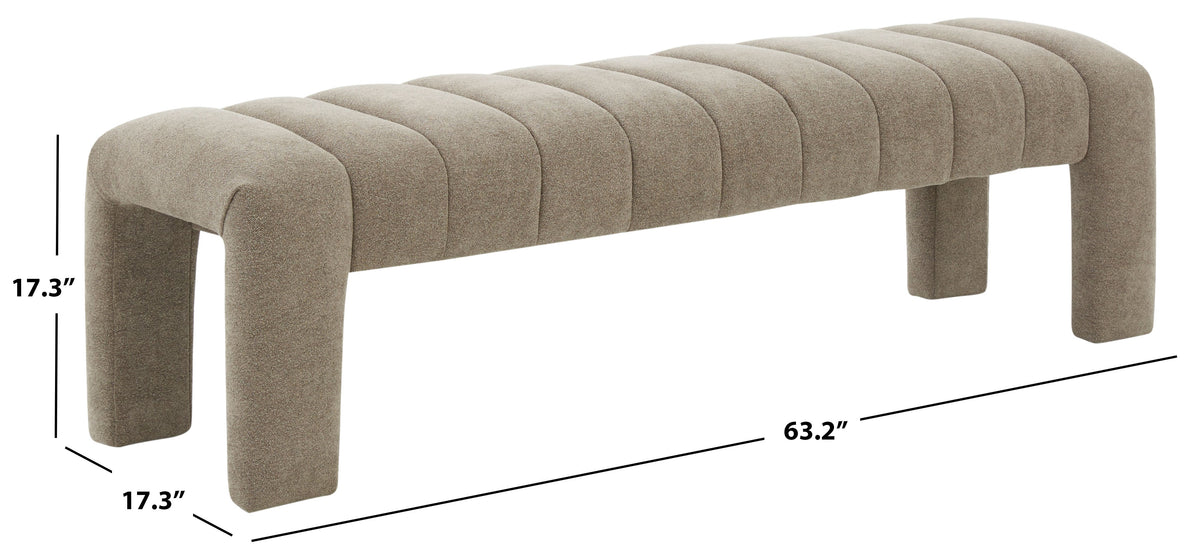 Bellisima Channel Tufted Bench in Taupe