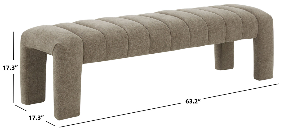 Bellisima Channel Tufted Bench in Taupe
