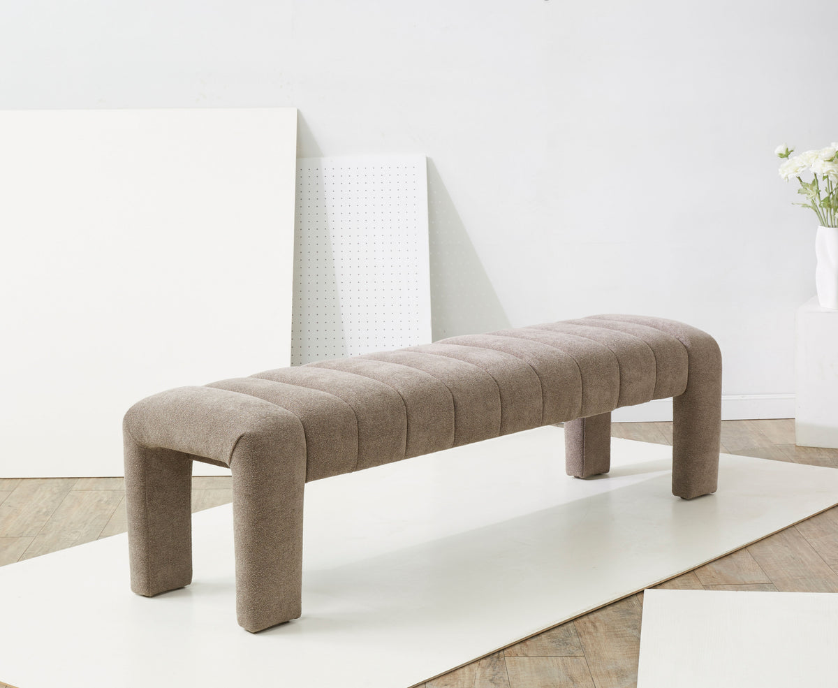 Bellisima Channel Tufted Bench in Taupe