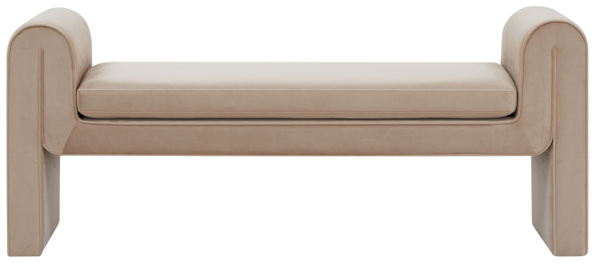 Garth Velvet Bench in Light Brown