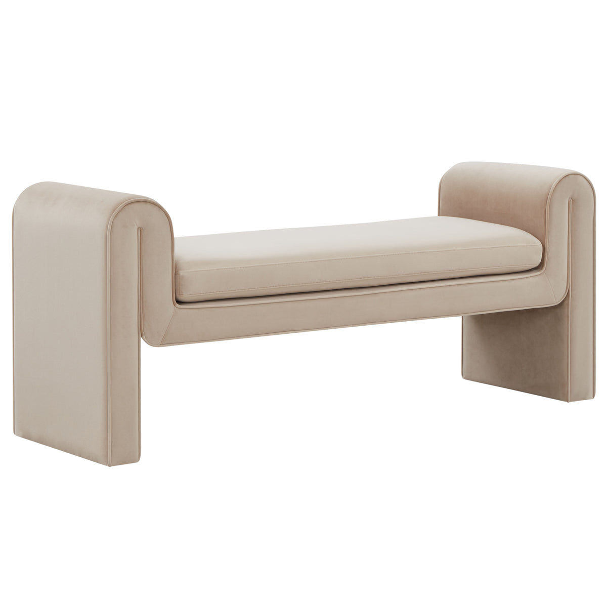 Garth Velvet Bench in Light Brown