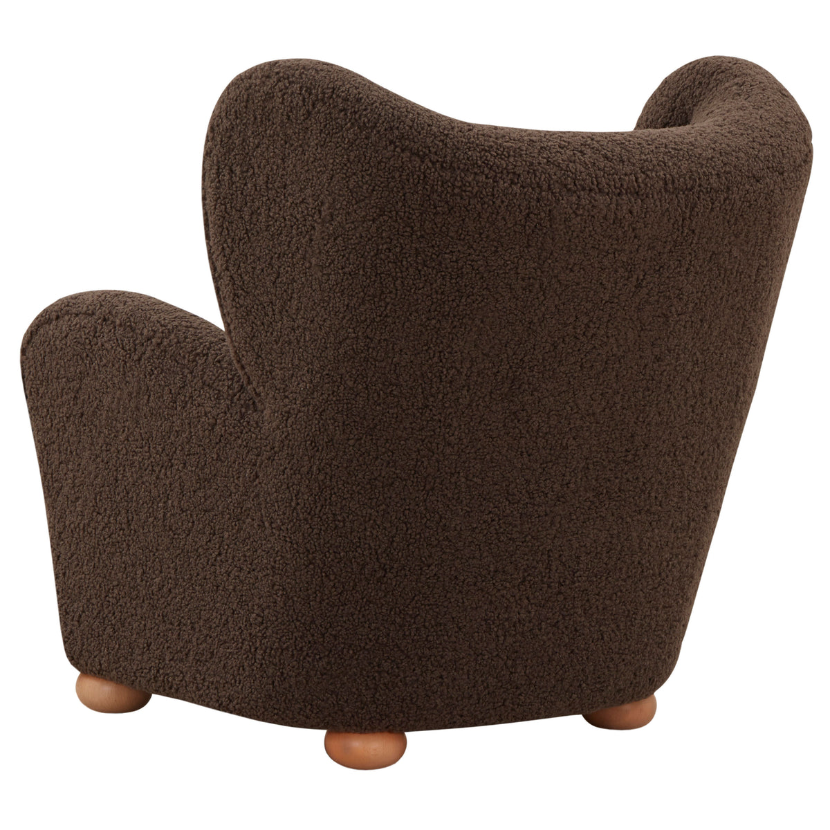 Galloway Wingback Teddy Accent Chair in Dark Brown and Natural