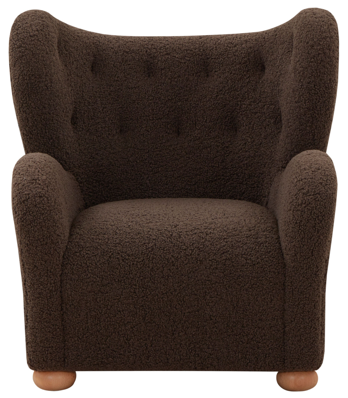 Galloway Wingback Teddy Accent Chair in Dark Brown and Natural