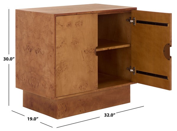 Tessly Burl Veneer Chest in Walnut Burl