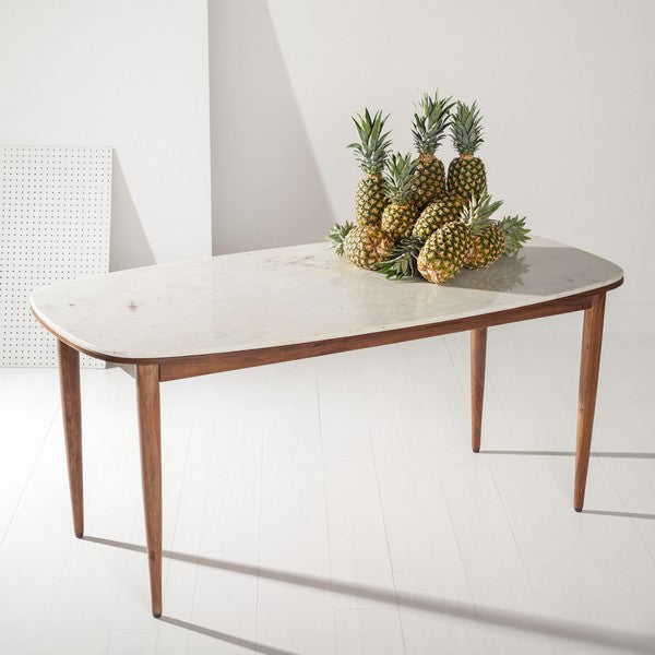Axcel Natural/White Marble Top Dining Table - The Mayfair Hall