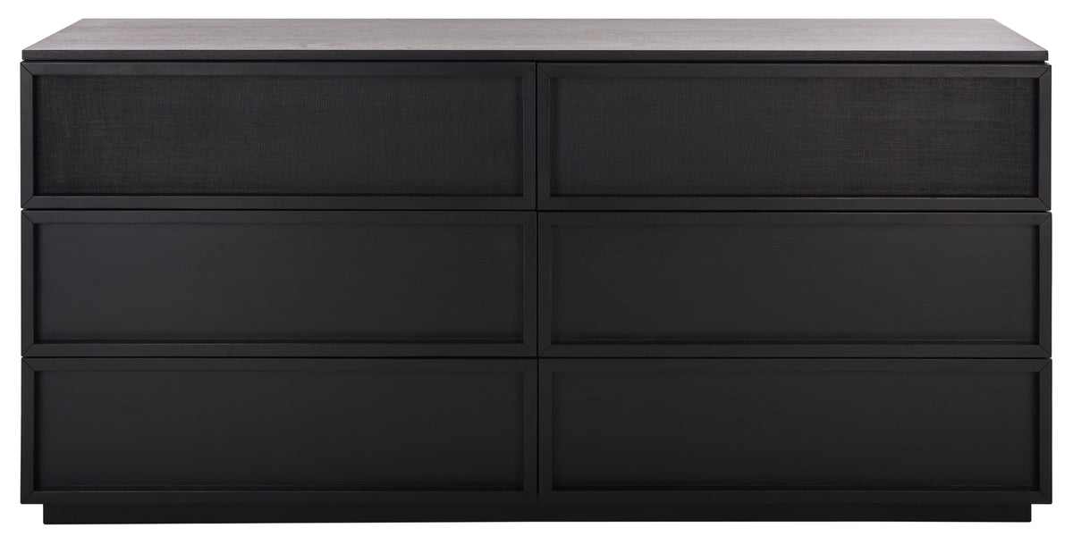 Zeus 6 Drawer Wood Dresser in Black