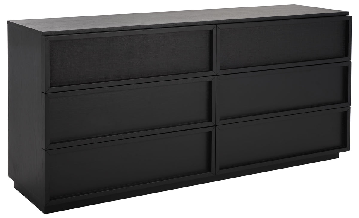Zeus 6 Drawer Wood Dresser in Black