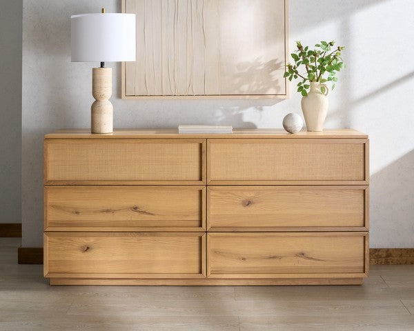 Zeus 6 Drawer Dresser in Natural