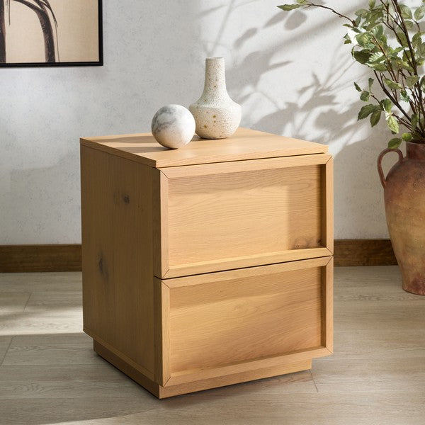 Zeus 2 Drawer Nightstand in Natural