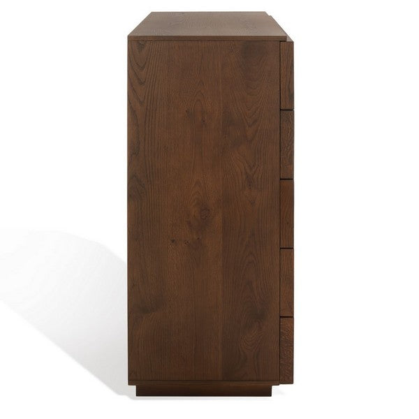 Zeus Medium Oak 5 Drawer Tall Dresser - The Mayfair Hall