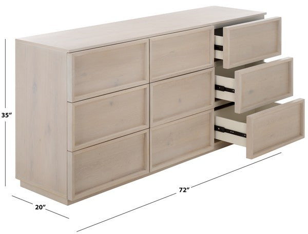 Zeus 9 Drawer Dresser in Light Gray