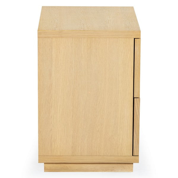 Deziree Wood Nightstand in Natural with 2 Drawer