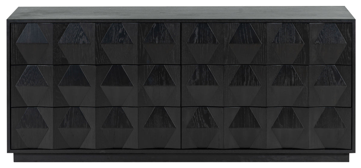 Riabelle Wood 6 Drawer Dresser in Black