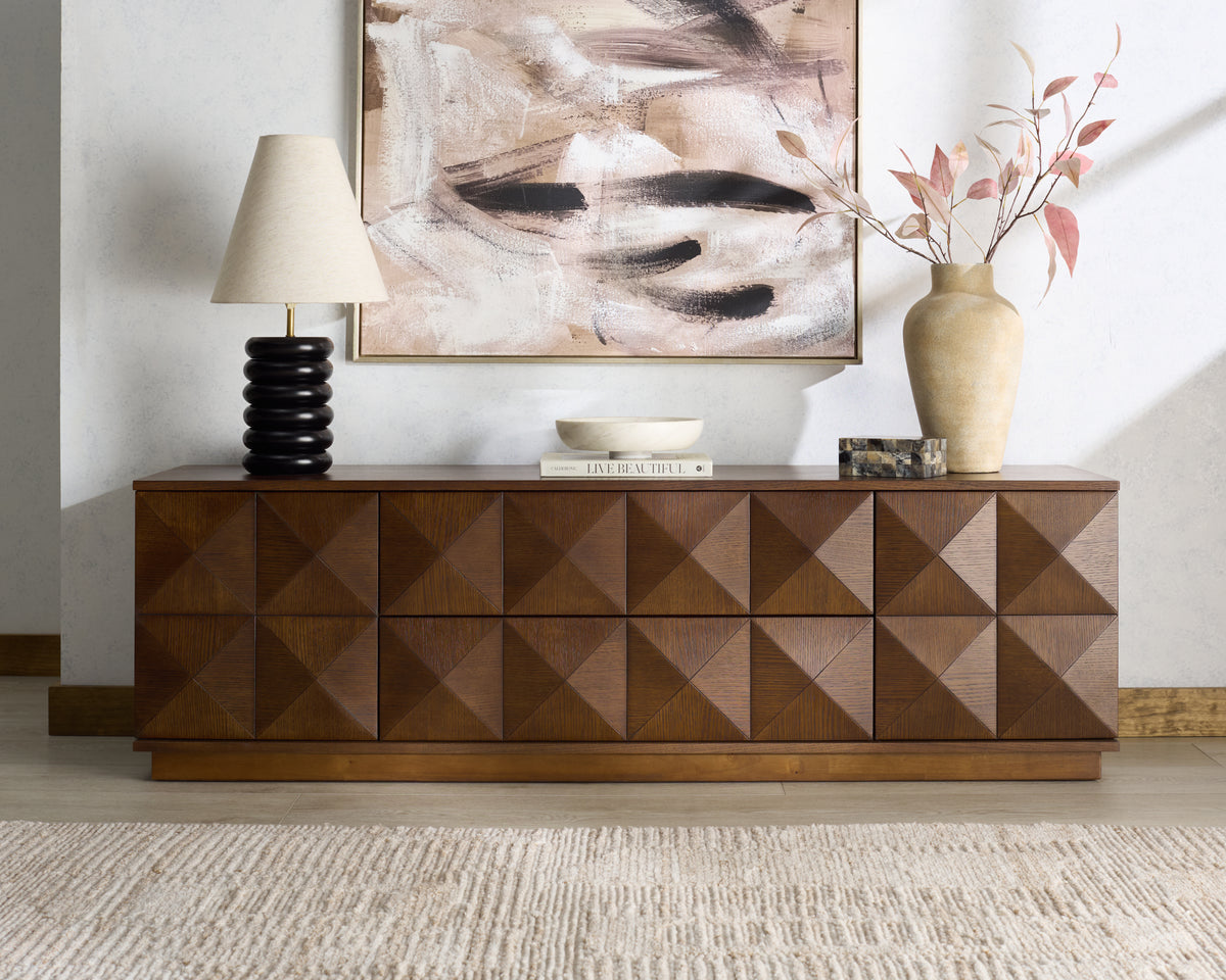Patty 2 Door Wood Sideboard and Media Stand in Walnut