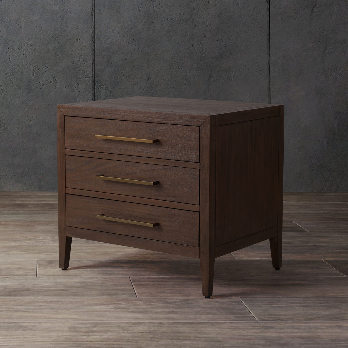 Ariella 3 Drawer Wood Nightstand in Brown