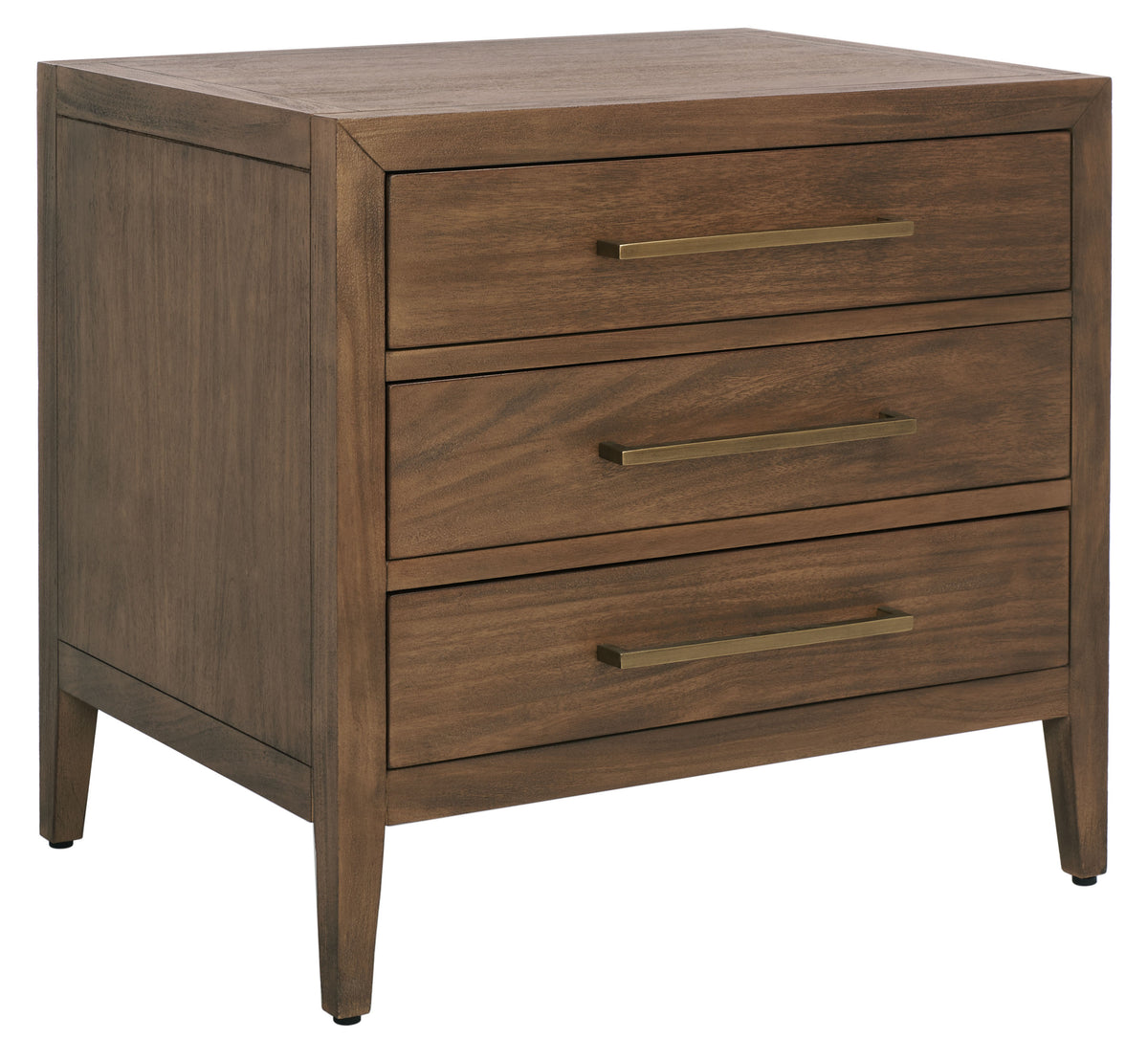 Ariella 3 Drawer Wood Nightstand in Brown