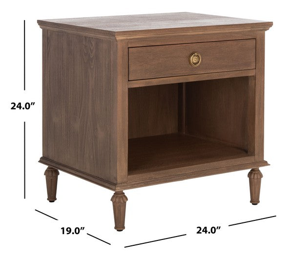 Lisabet 1 Drawer Wood Nightstand in Brown