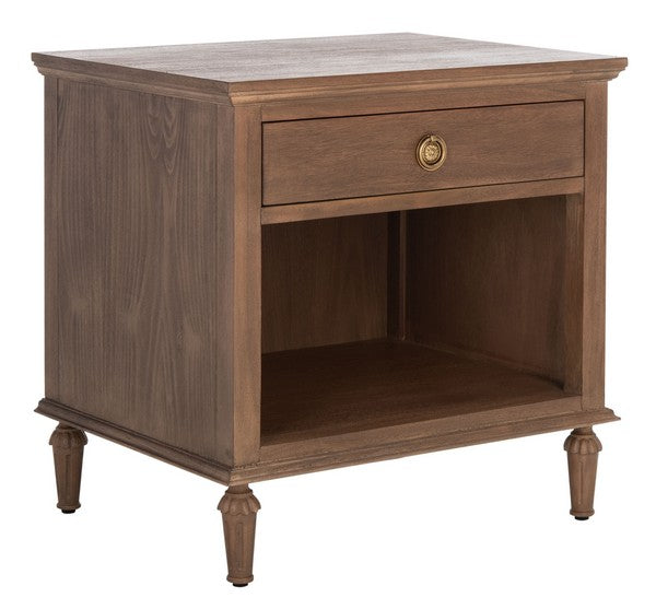 Lisabet 1 Drawer Wood Nightstand in Brown