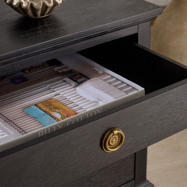 Lisabet 3 Drawer Wood Nightstand in Black