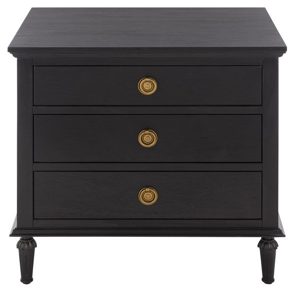 Lisabet 3 Drawer Wood Nightstand in Black