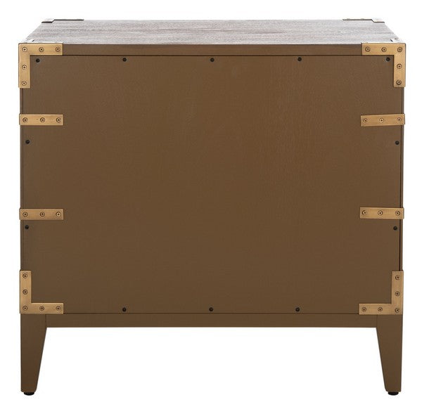Nisha Wood Nightstand with 3 Drawer in Brown