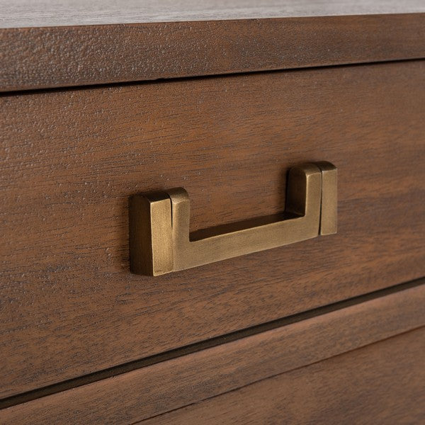 Nisha Wood Nightstand with 3 Drawer in Brown
