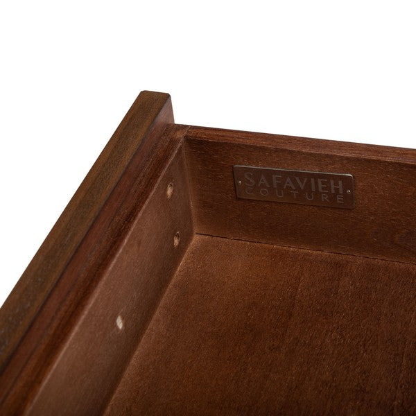 Nisha Wood Nightstand with 3 Drawer in Brown