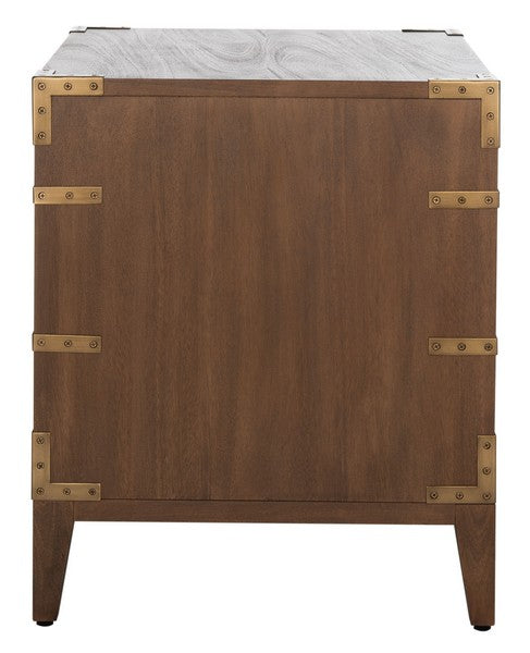 Nisha Wood Nightstand with 3 Drawer in Brown