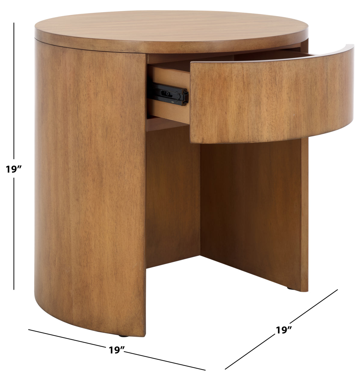 Daiya Round 1 Drawer Wood Nightstand in Natural