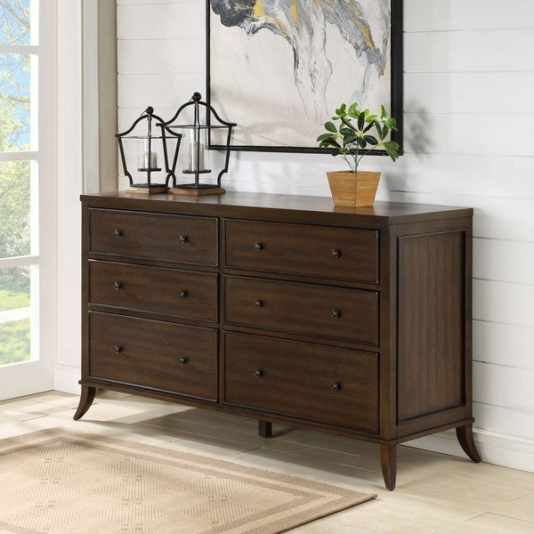 Tobias 6 Drawer Dresser in Dark Walnut