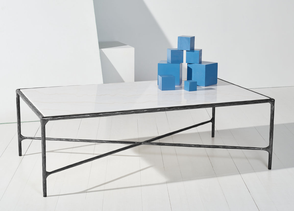 Jessa Rectangle Metal Coffee Table in Black and White