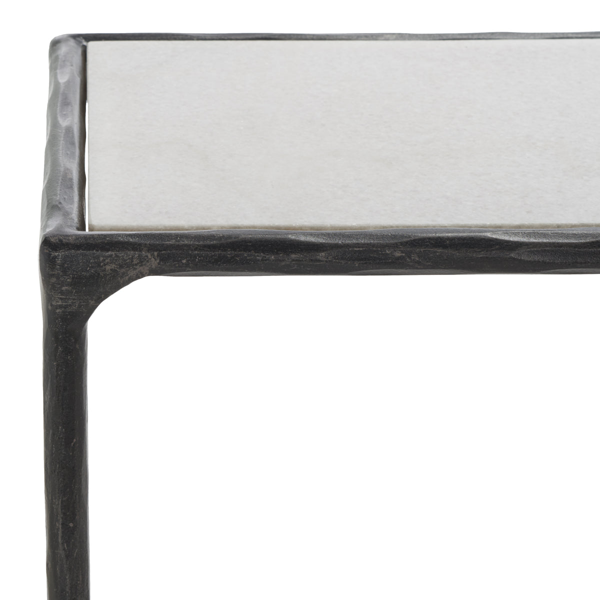 Jessa Forged Metal Rectangle Console Table in Black and White
