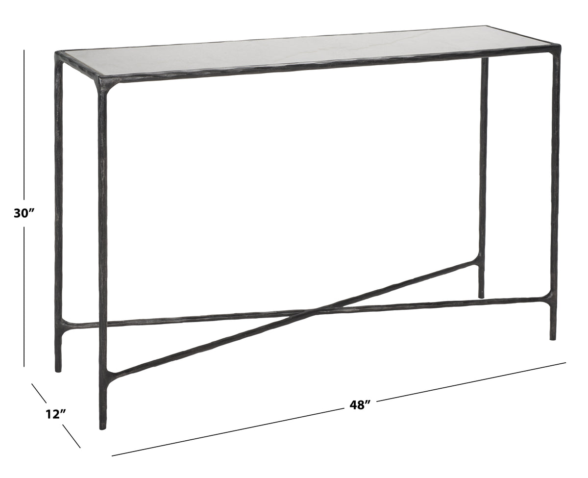 Jessa Forged Metal Rectangle Console Table in Black and White