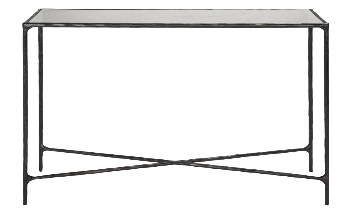 Jessa Forged Metal Rectangle Console Table in Black and White
