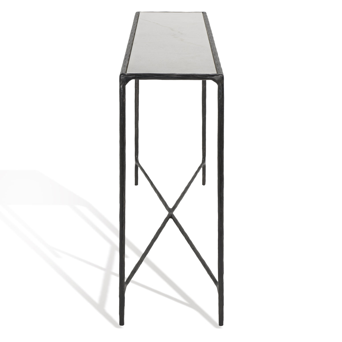 Jessa Forged Metal Rectangle Console Table in Black and White