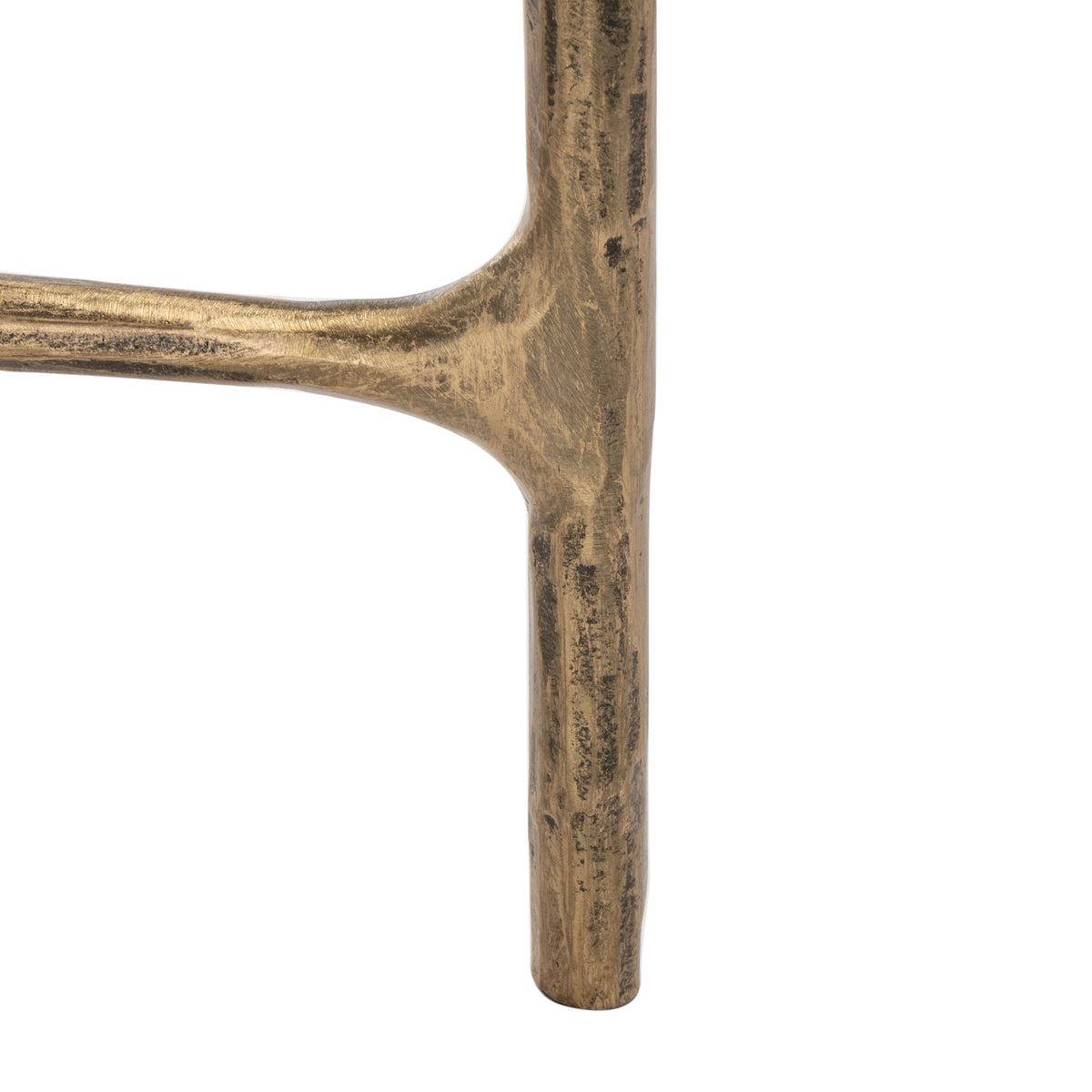 Jessa Forged Metal Square End Table in Brass and White