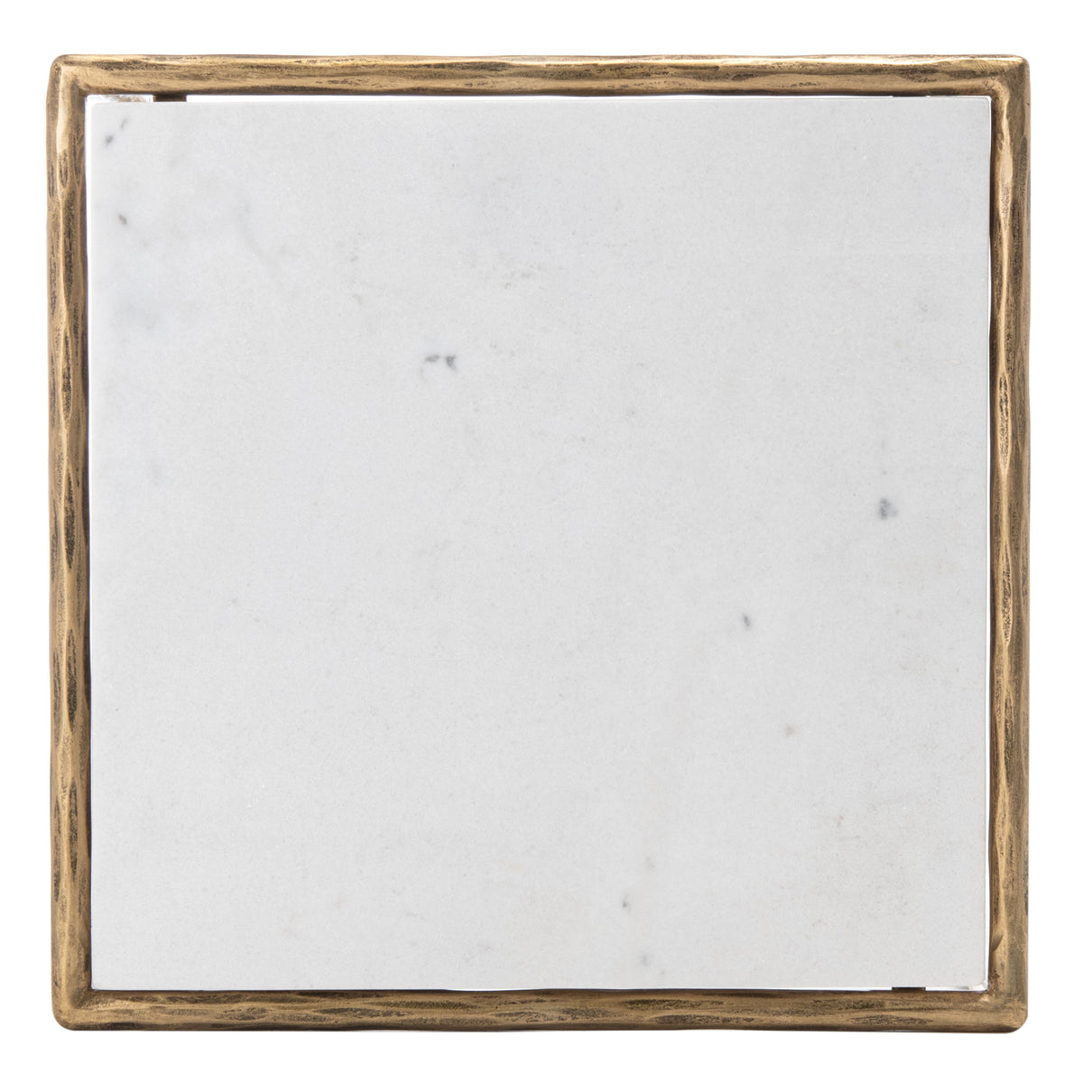 Jessa Forged Metal Square End Table in Brass and White