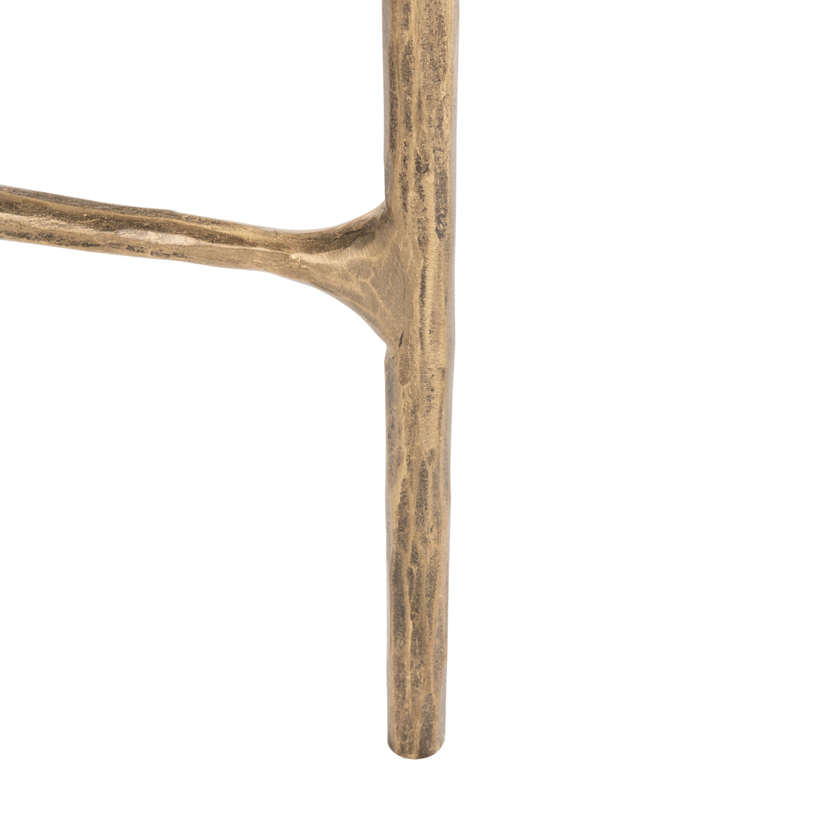 Jessa Forged Metal Tall Round End Table in Brass and White