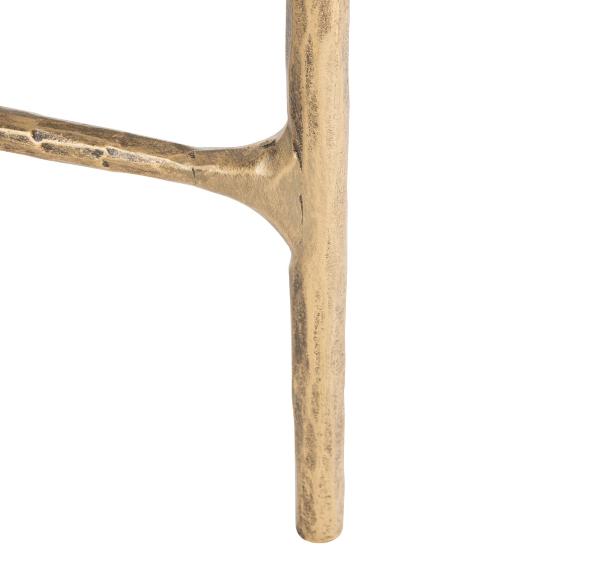 Jessa Forged Metal Round End Table in Brass and White